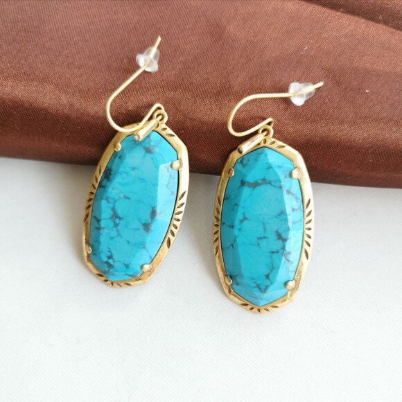 Kendra Scott Turquoise and Gold Earrings - Picture 1 of 3